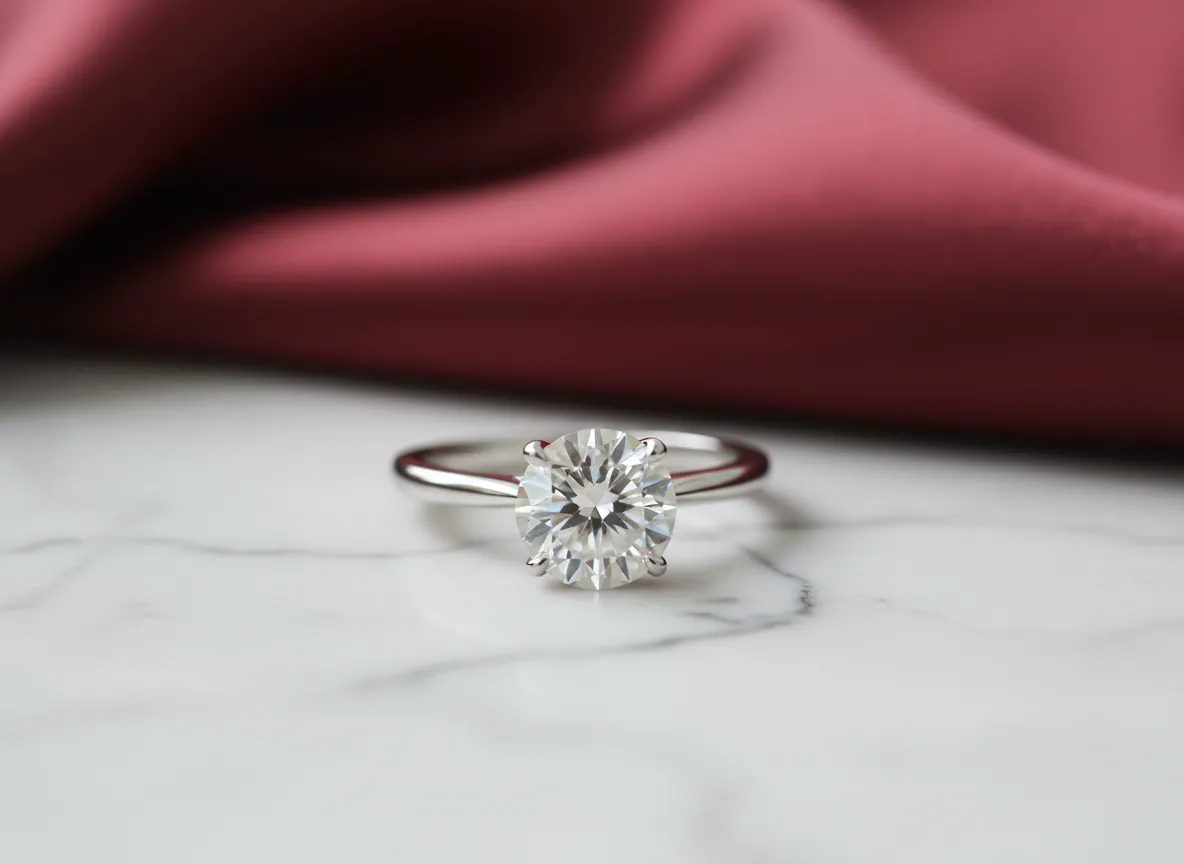 Engagement ring with diamond solitaire