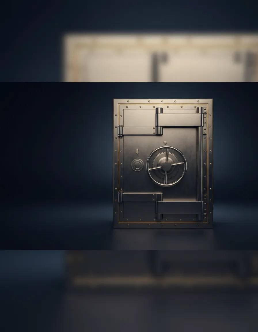 High-end safety deposit vault with precise metallic details
