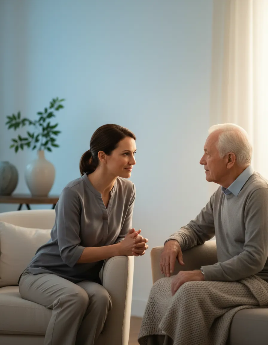 Caregiver taking time to listen to a patient