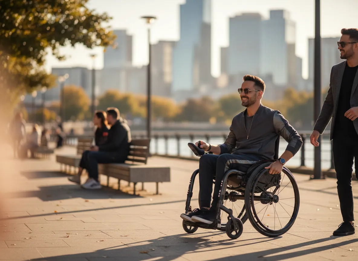 Active lifestyle with premium wheelchair outdoors