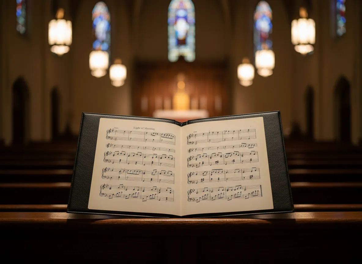 Choir sheet music on folder
