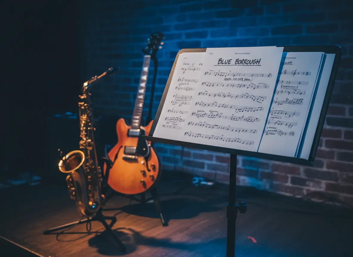 Jazz combo sheet music on stand