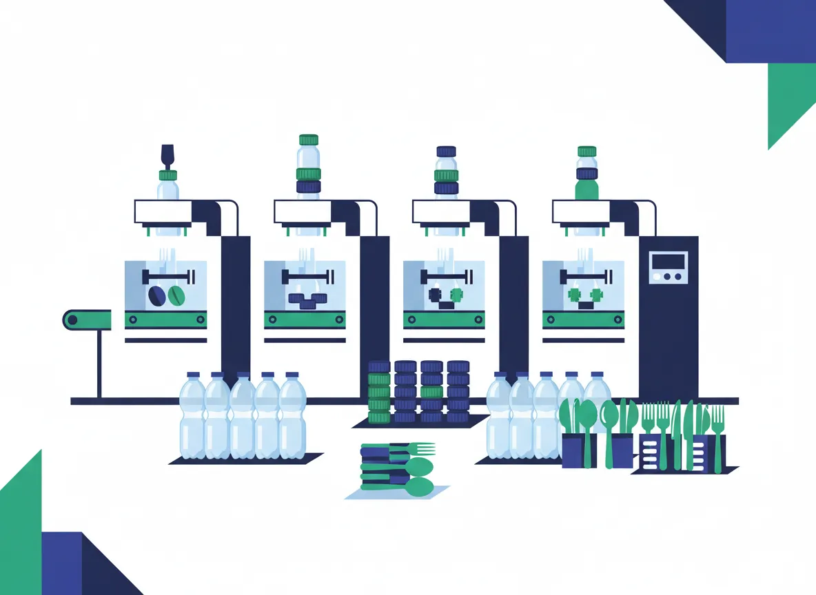 Illustration of plastic manufacturing and consumer products by Pulynex Industries