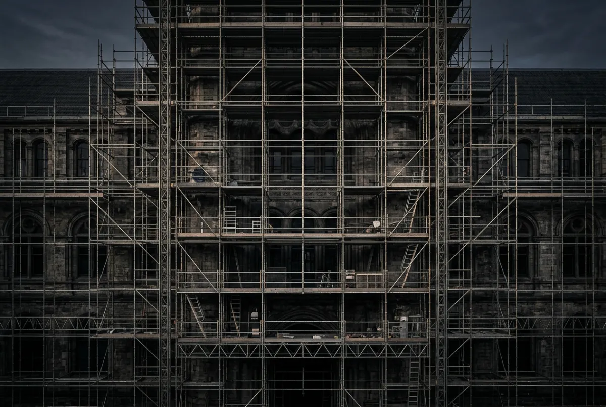 Commercial exterior facade restoration, architectural cladding, and concrete structural work