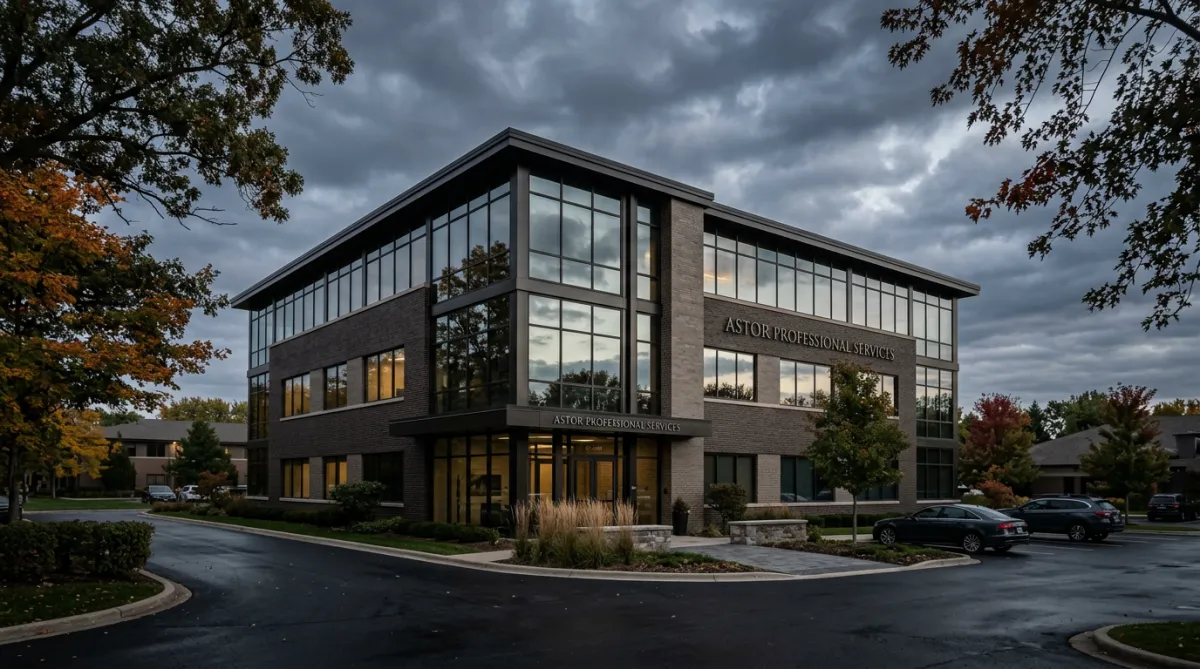 Completed modern institutional architectural building ready for commercial occupancy