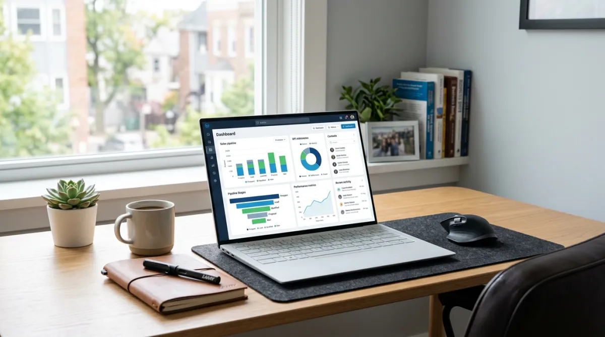 TaxPro OS Branded Workspace CRM and Laptop Dashboard Interface