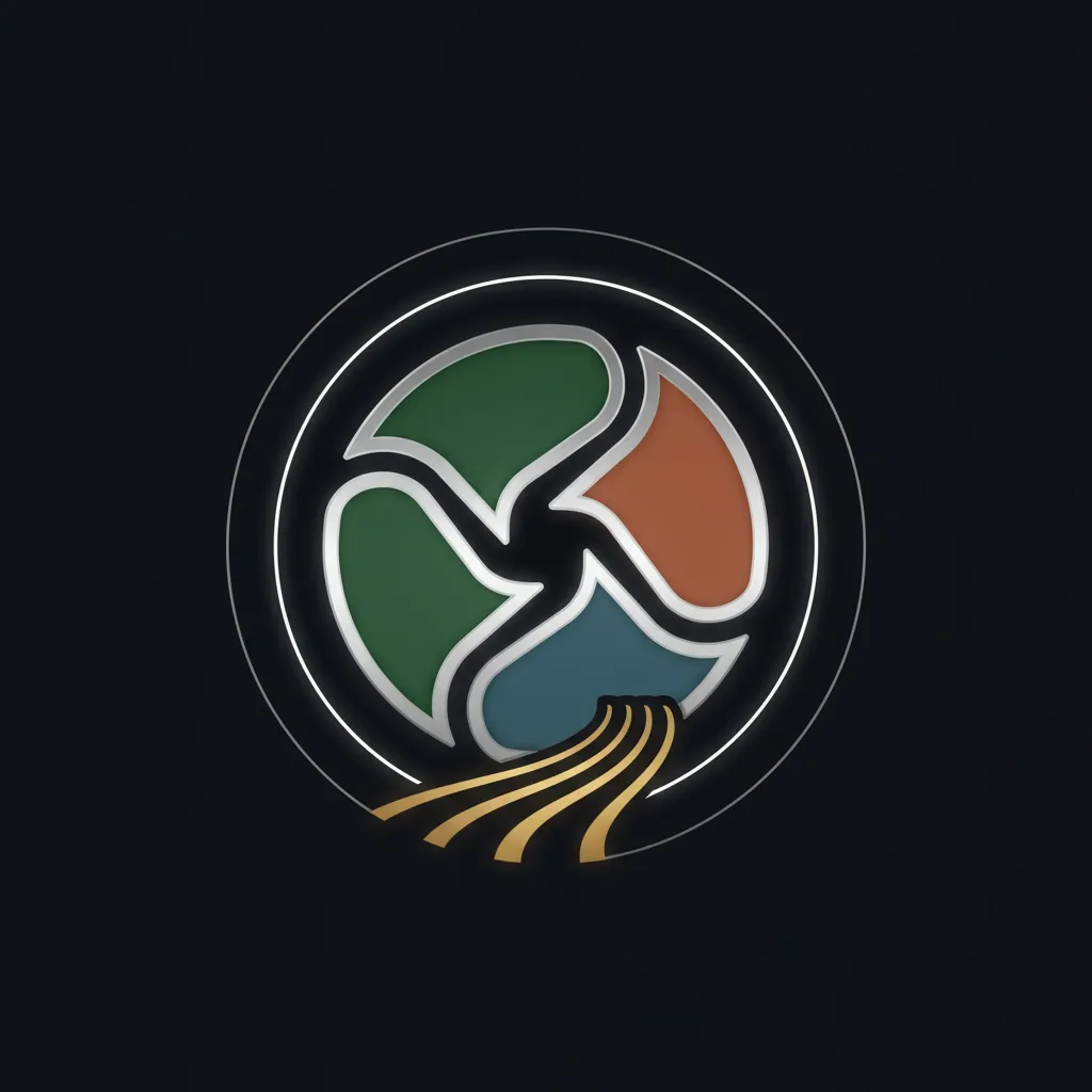 Symbolische Darstellung regionaler Partner: schlichte Partner‑Marke als Emblem, zentrierte Komposition, klare Linien, geeignet zur Visualisierung lokaler Kooperationen bei Projektumsetzungen.