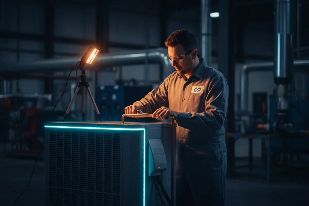 HVAC technician servicing a unit