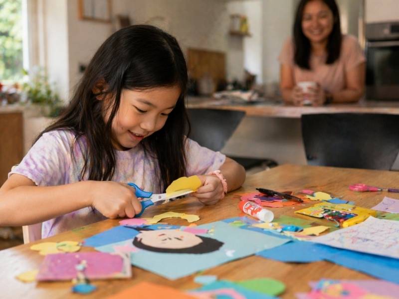 Children creating crafts