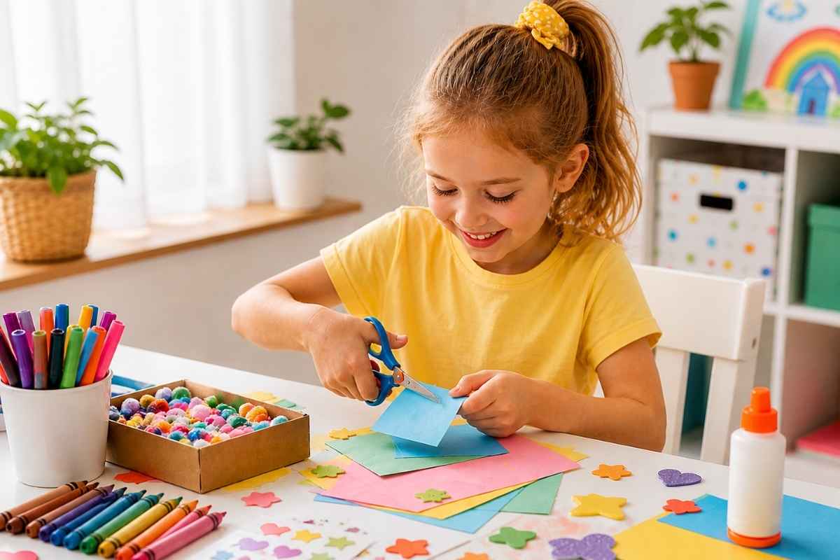 Kids playing with crafts