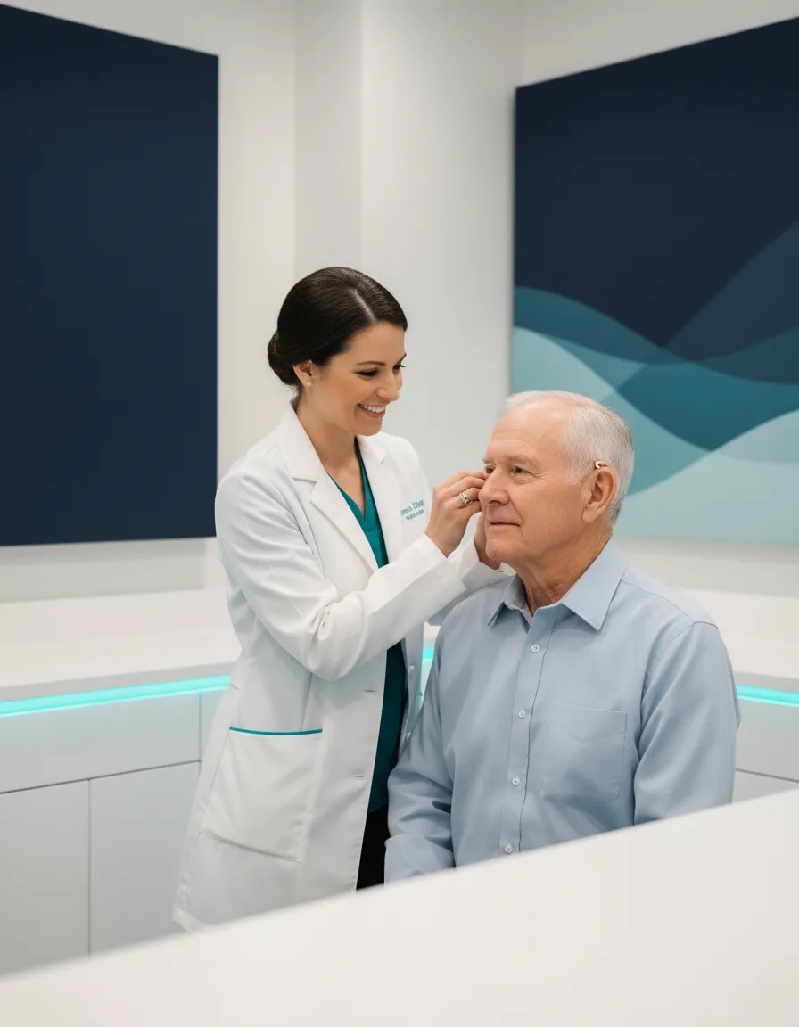 Compassionate Miracle Ear specialist assisting a patient