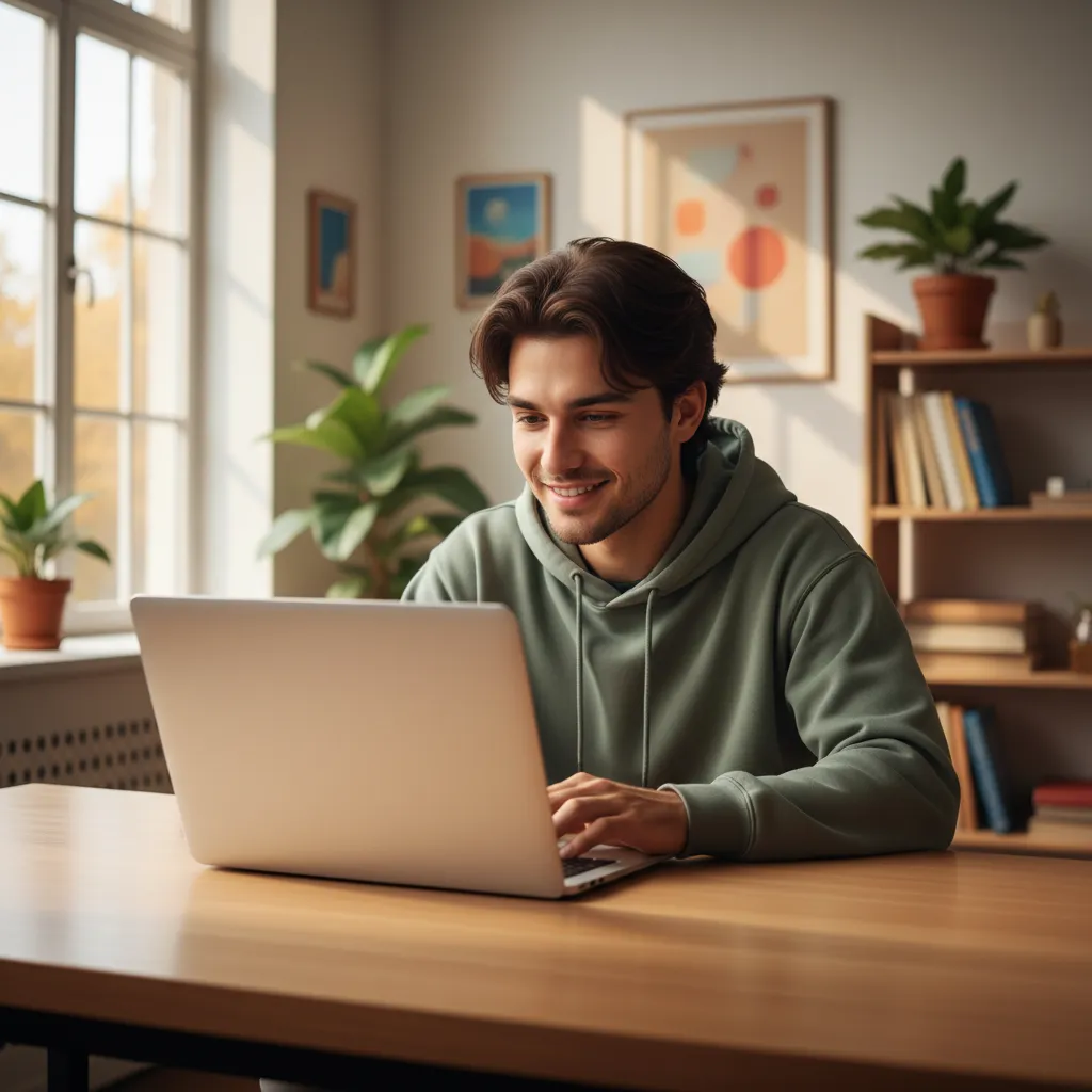 Student applying online on a laptop