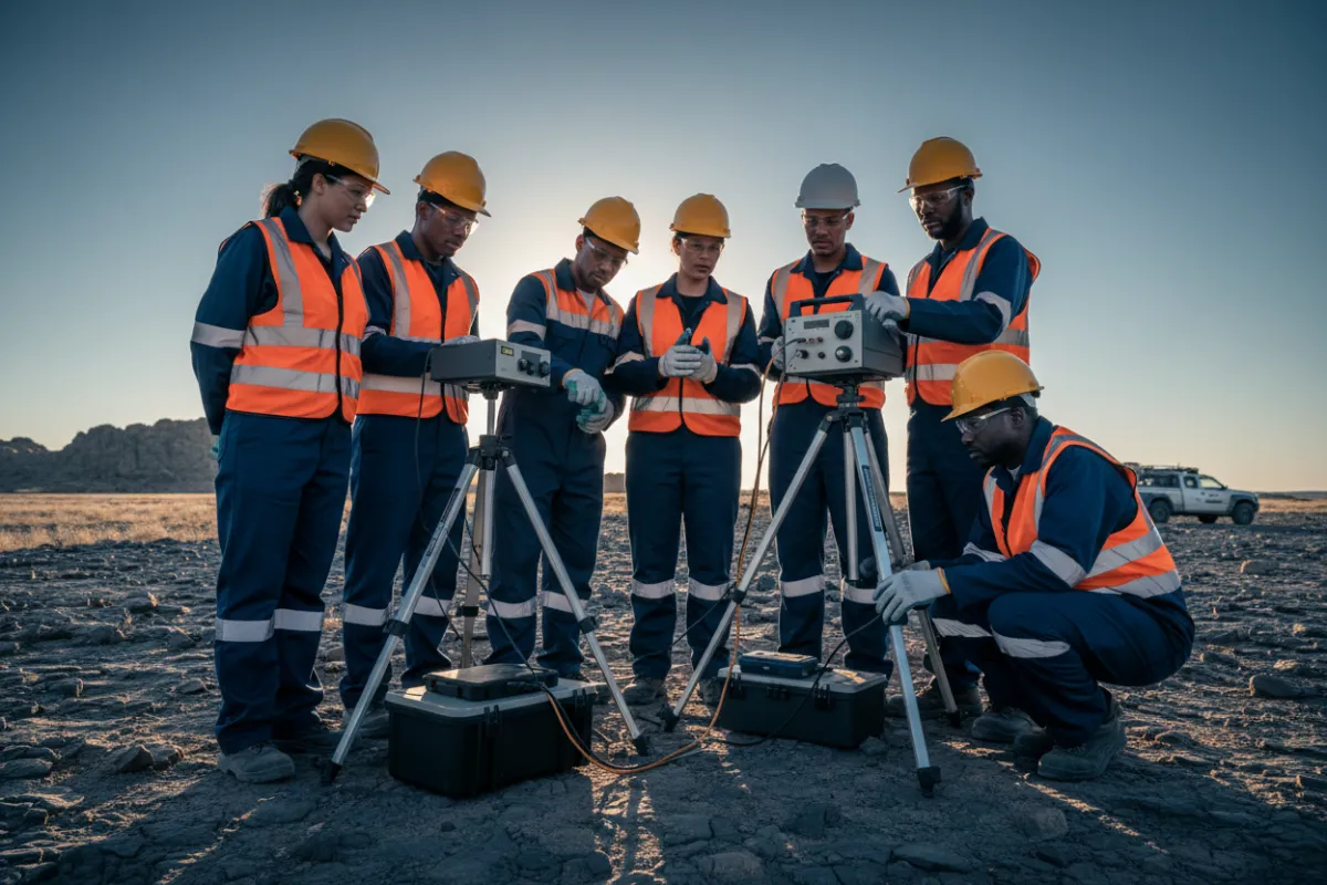 Local Namibian workforce participating in field training