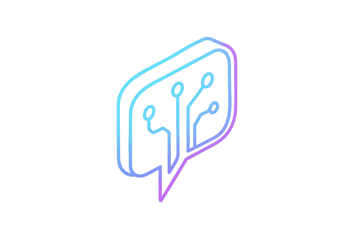 Neon isometric conversational node illustration