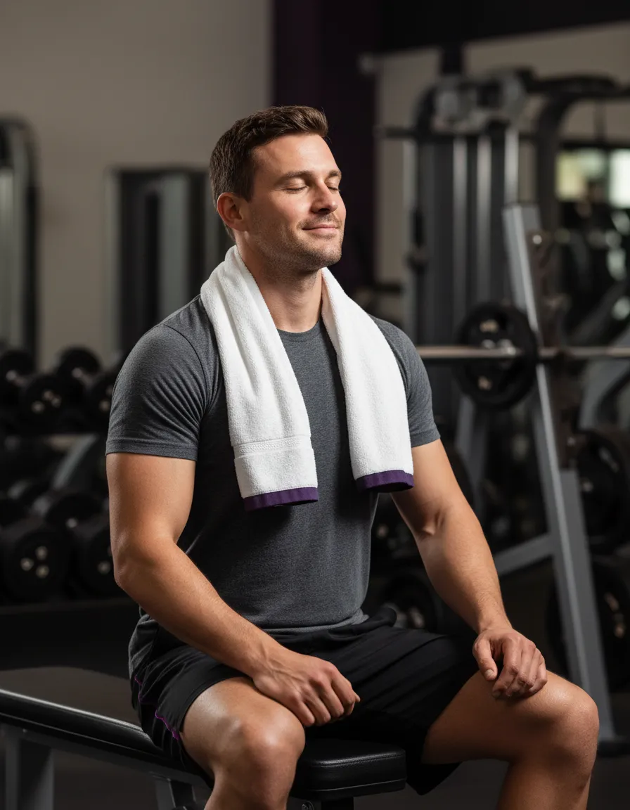 Homem descansando após o treino