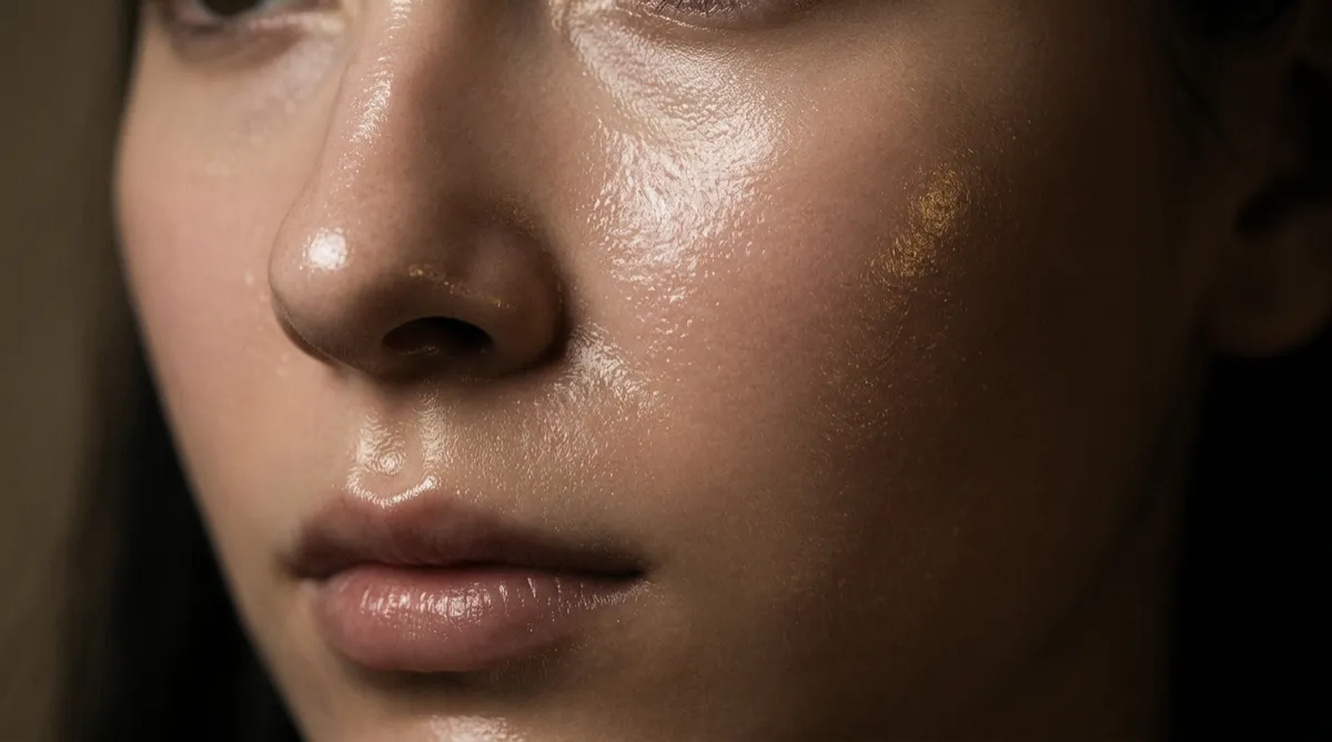 Close-up glass skin poreless radiant hydration aesthetic facial finish