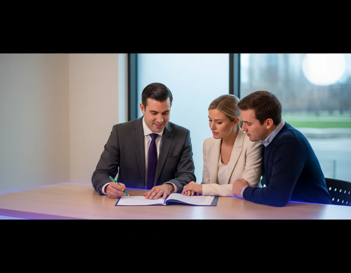 Tyler Beard reviewing Medford home loan details with clients