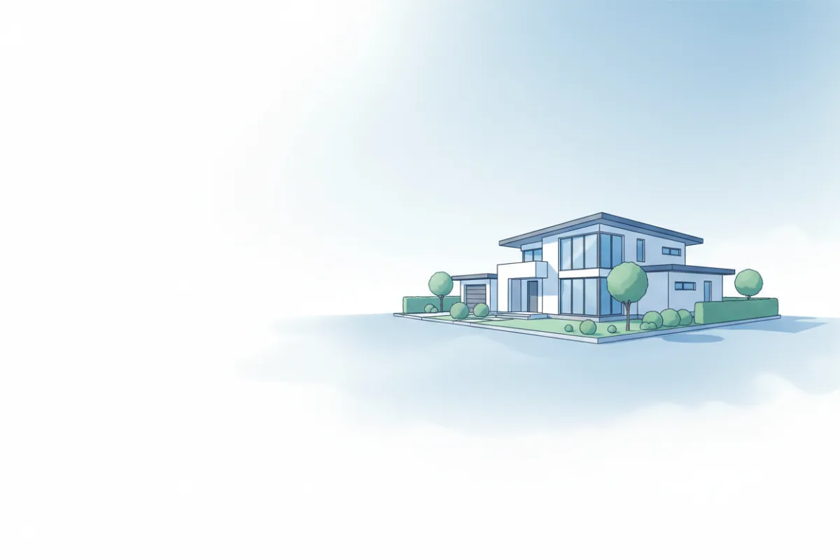 Decorative circular vector-style house illustration