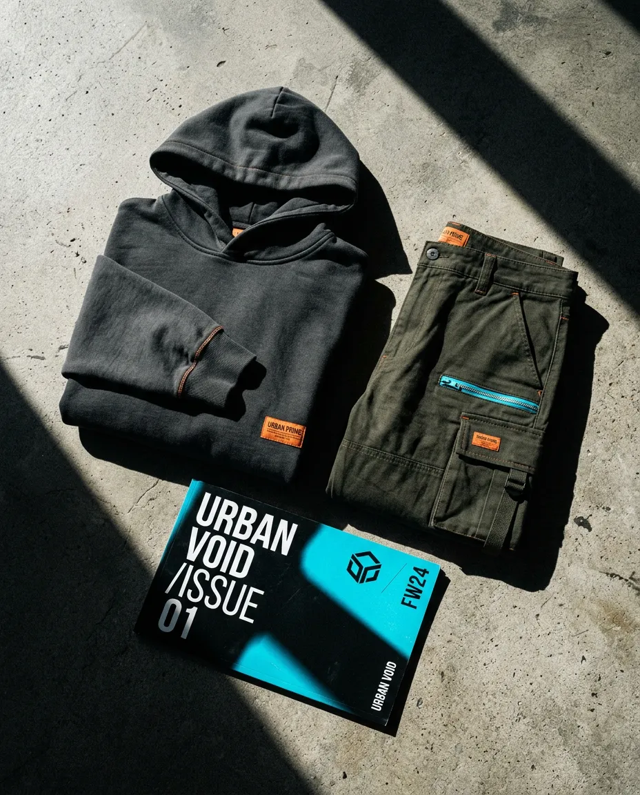 YK Trendz Ultimate street apparel package showing hoodie, cargo pants, and lookbook bundle