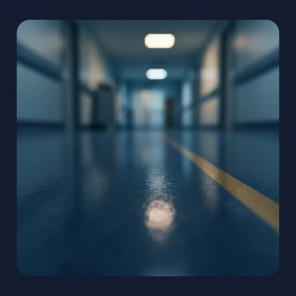 Clinically stark clean floor environment highlighting invisible hygiene gaps