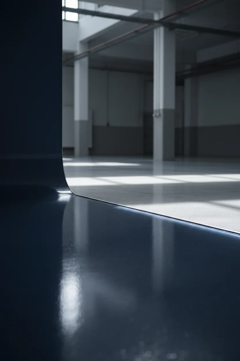 Architectural view of a protected, polished commercial floor surface