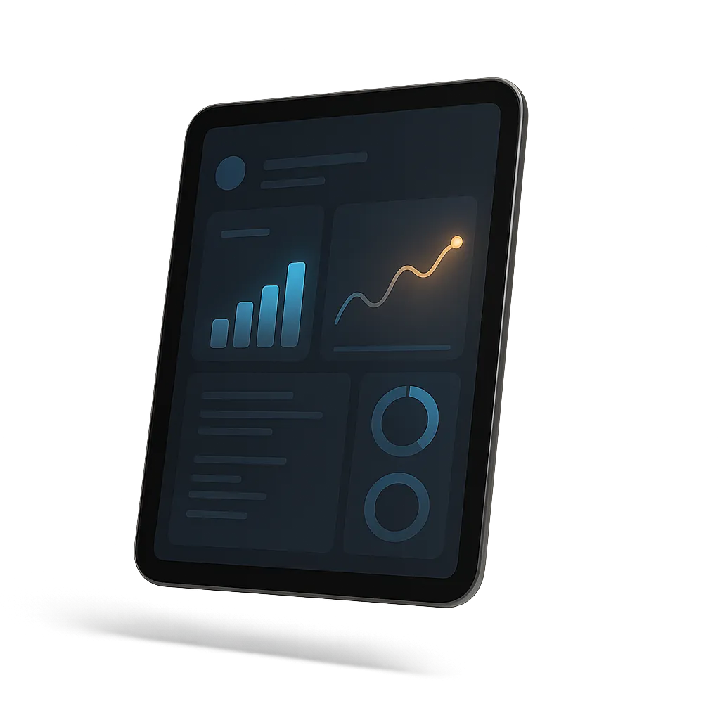 High-fidelity tablet mockup displaying Principal Companion OS school leadership dashboard