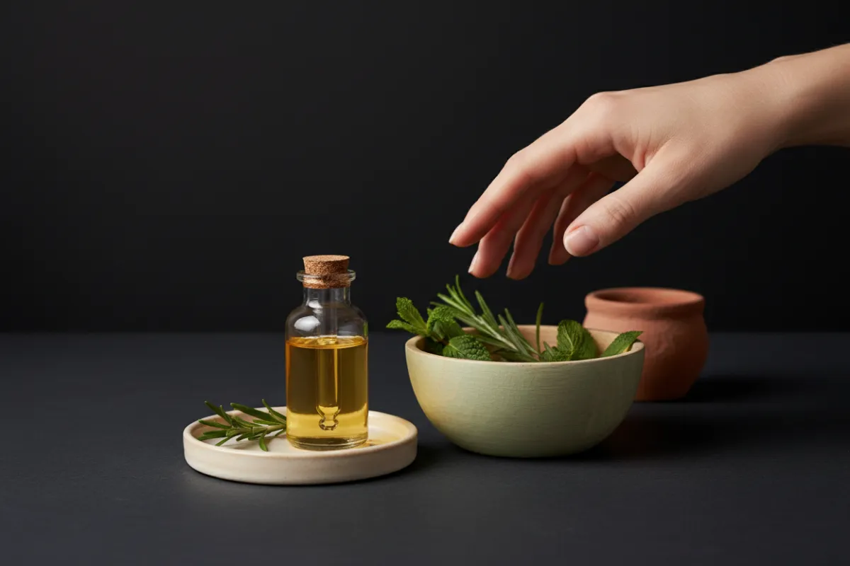 Botanical oils used for a soothing scalp massage