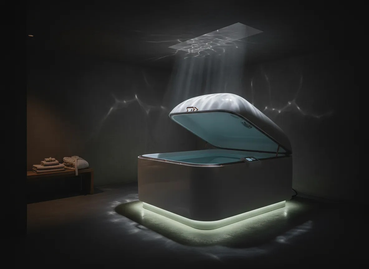 Modern floatation therapy pod at Cedar Creek Wellness
