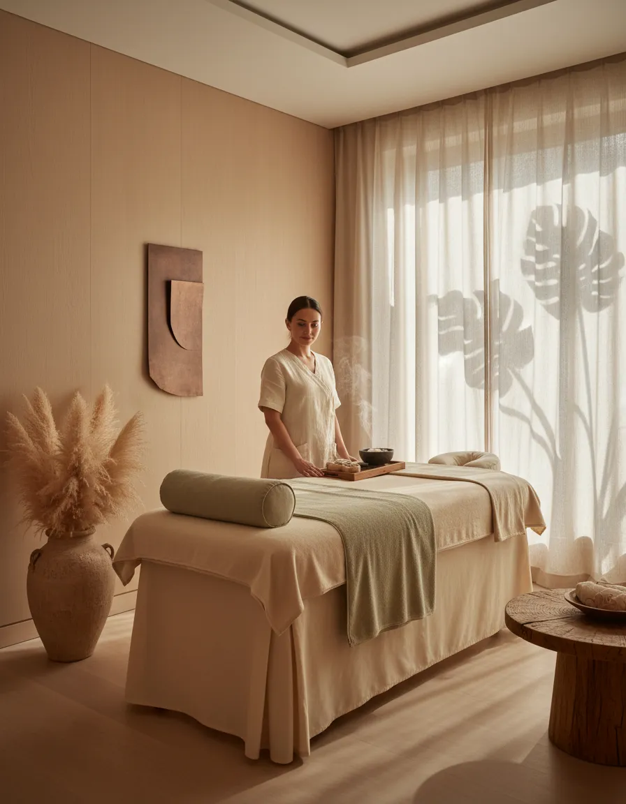 Expert massage therapist working in a tranquil environment