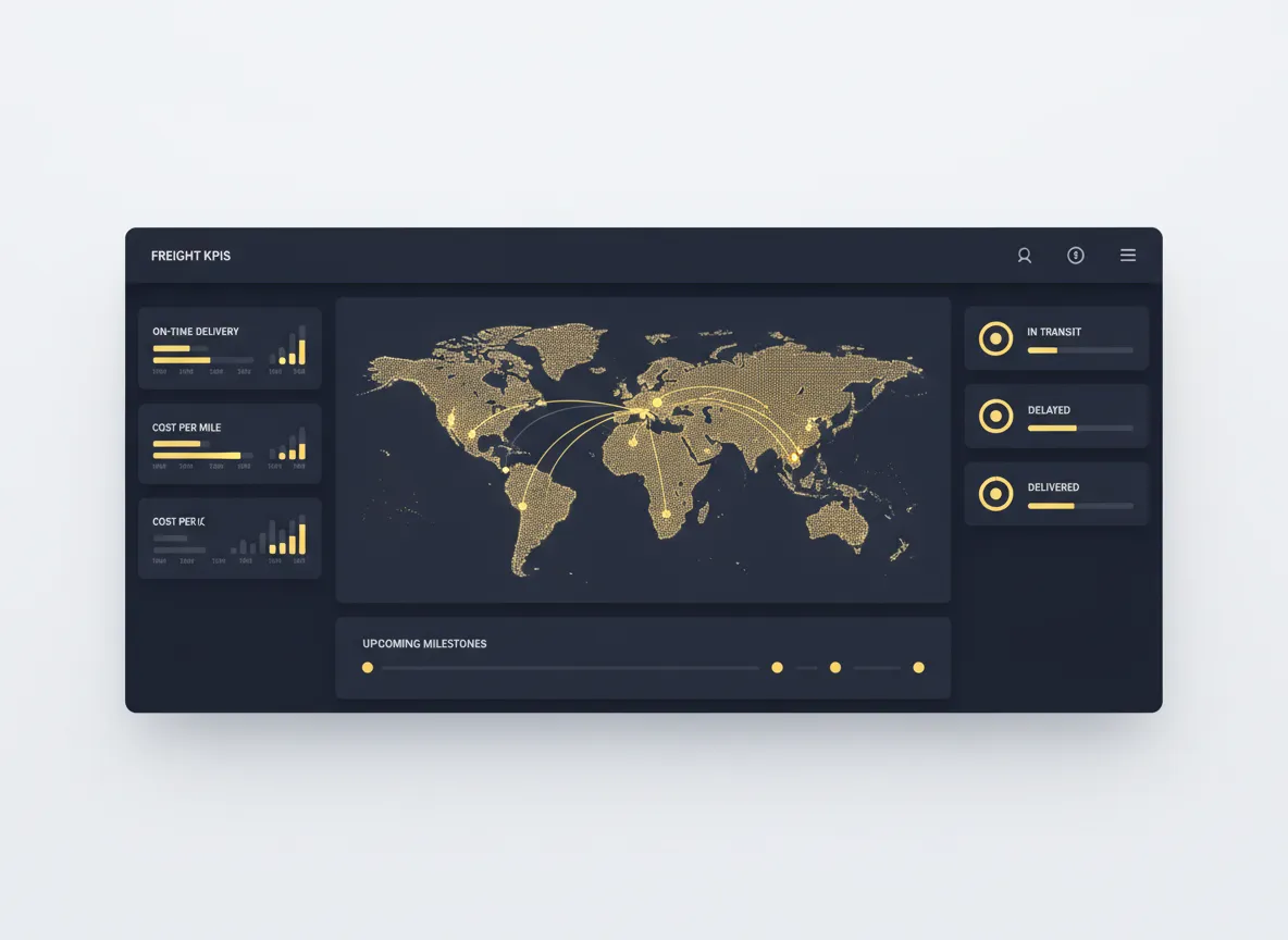 Logistics dashboard with route maps and freight KPIs