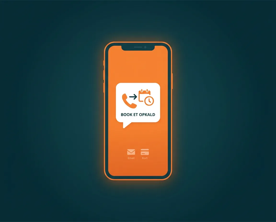 Illustration af en orange telefon med taleboble i moderne flad vektorstil