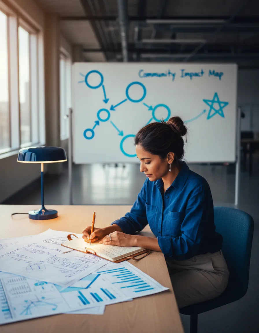 Nonprofit founder planning community impact