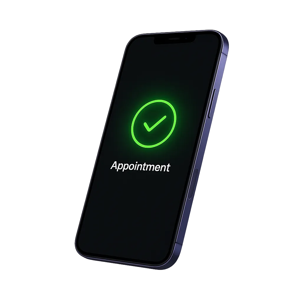 AI Smartphone showing booked appointment