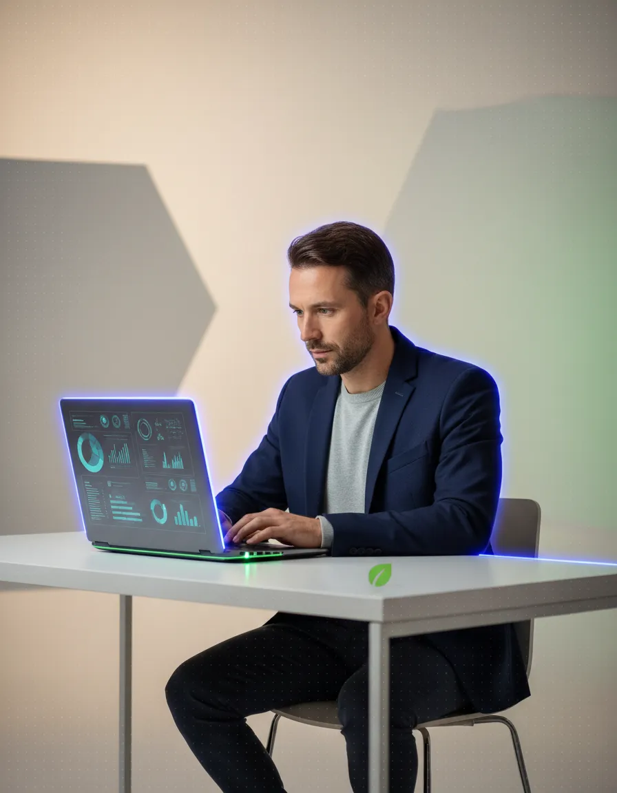 Professional learner studying on a laptop