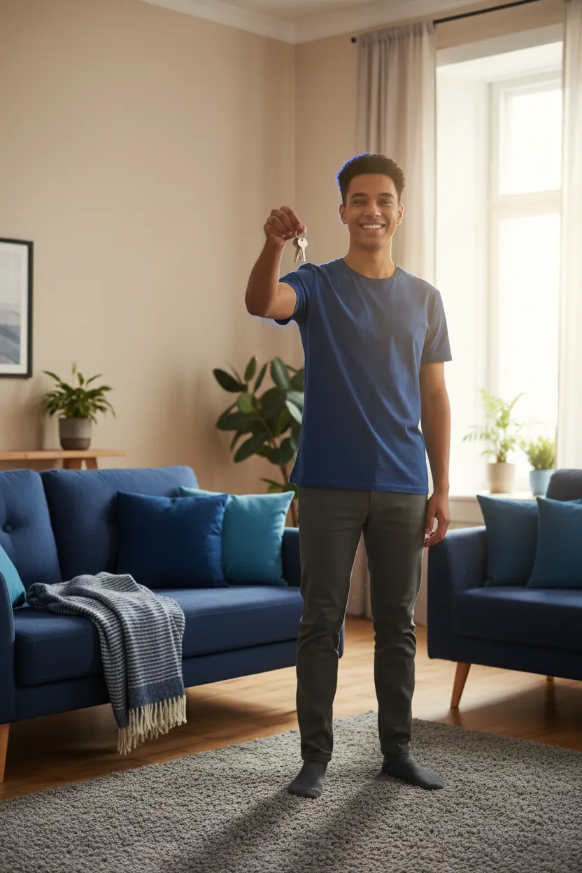 Smiling resident in a welcoming home environment