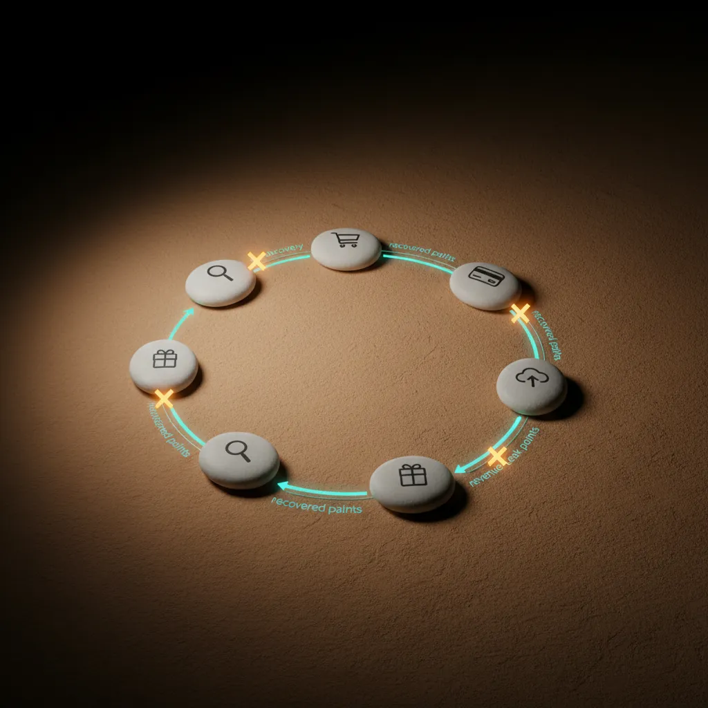 Abstract node diagram of a systematized customer journey showing automated workflows