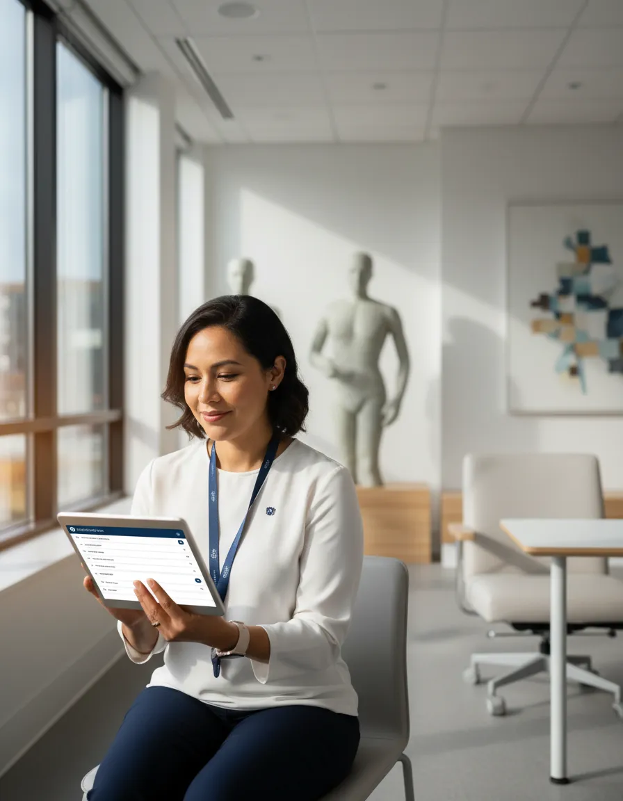 Clinician reviewing unified digital health records