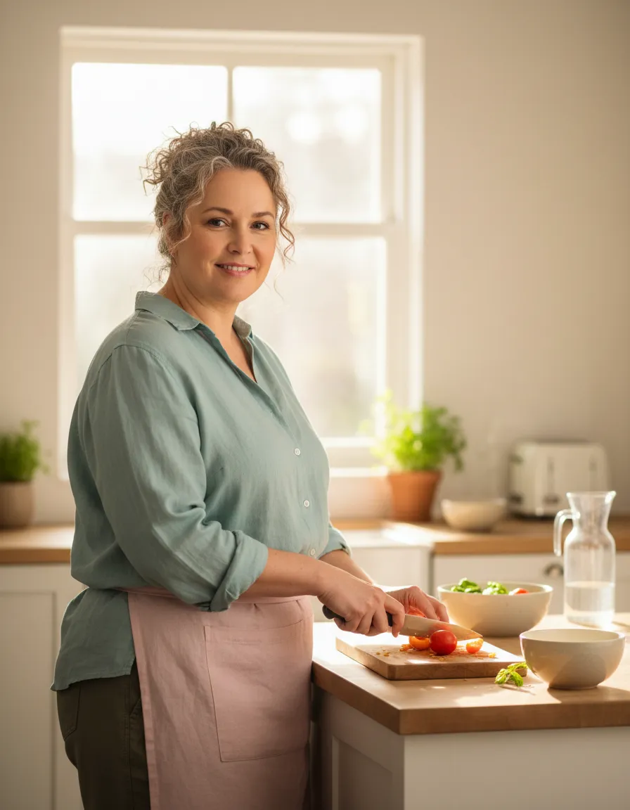 Calm, confident woman enjoying a healthy lifestyle