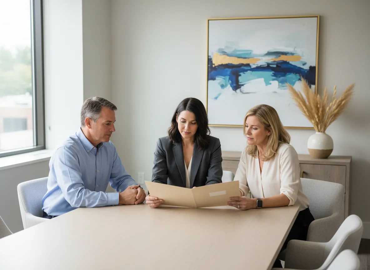 Calm estate planning meeting in Needham office
