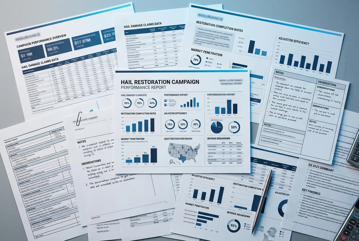 Insurance hail restoration campaign performance sheet