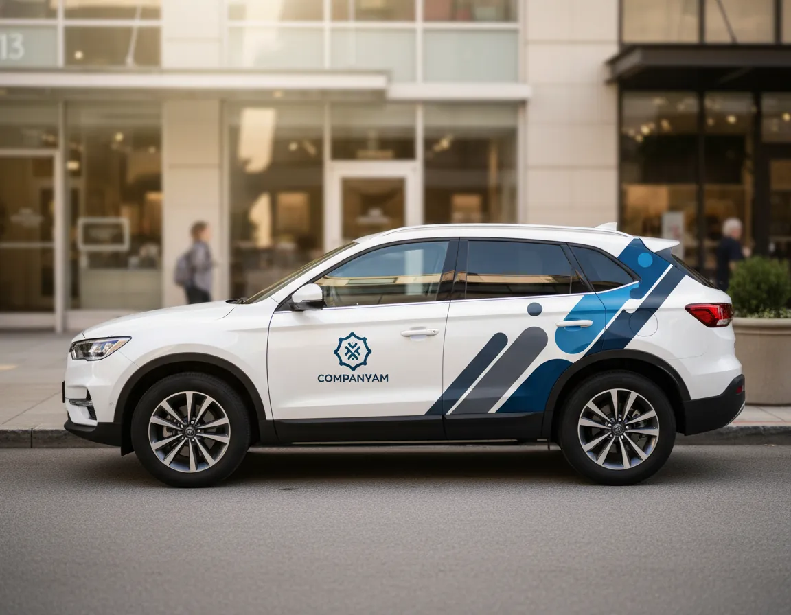SUV with branded logo and vinyl graphics