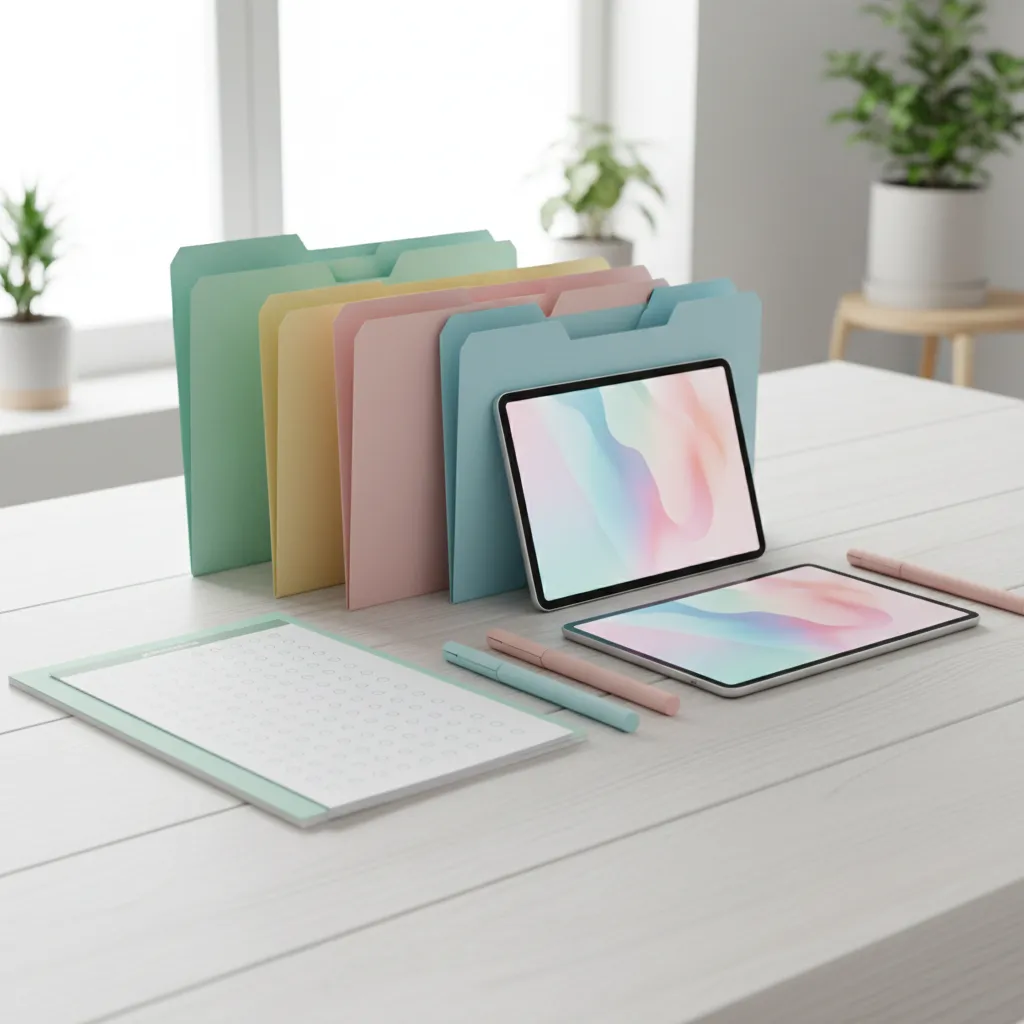 A confident woman in her 40s, with curly hair and glasses, standing in front of a pastel mural. She is smiling warmly, dressed in smart-casual attire, and exudes creative leadership.