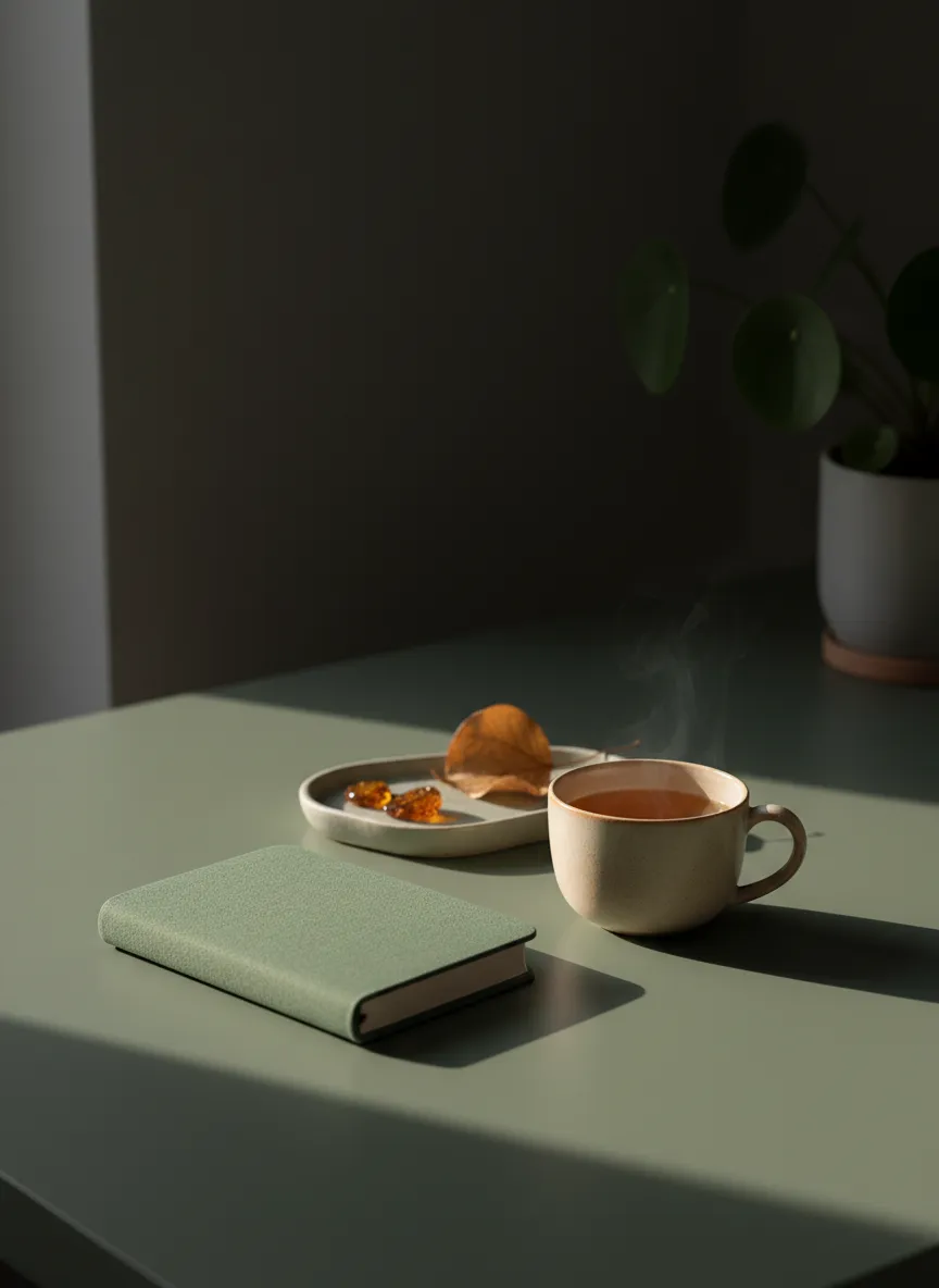 A calm, structured journal or app interface abstraction