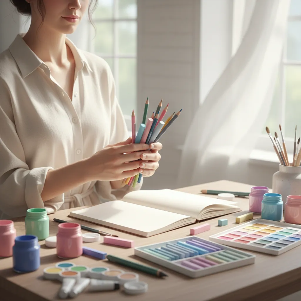 A close-up of a beautifully arranged toolkit with pastel folders, checklists, and digital tablets, ready for attendees to use during the event.