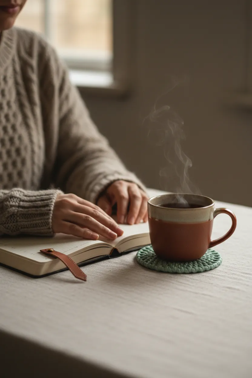 A calming, soft-focus lifestyle scene conveying a safe and low-demand environment