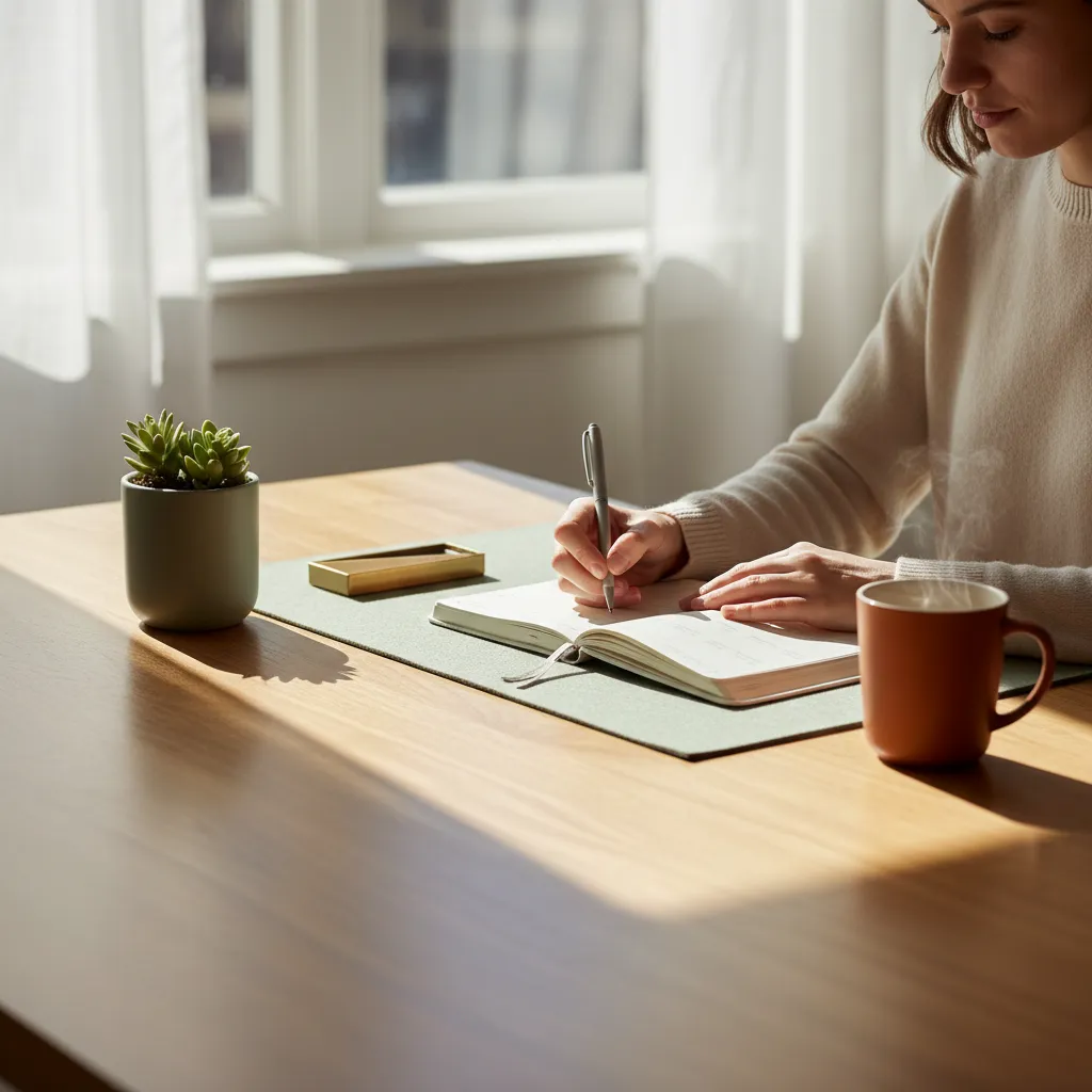 A person engaging in focused, calm work