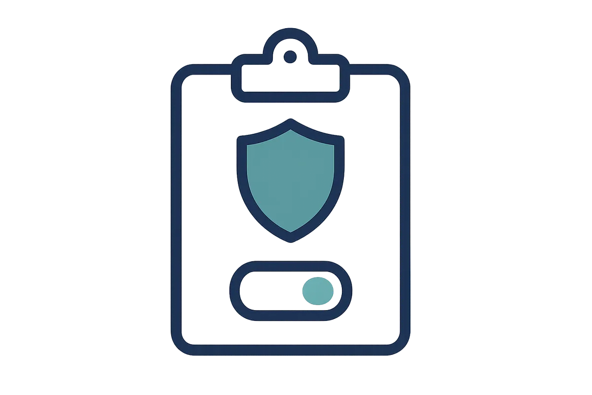 Minimal flat vector illustration of security shield and subscription care assurance