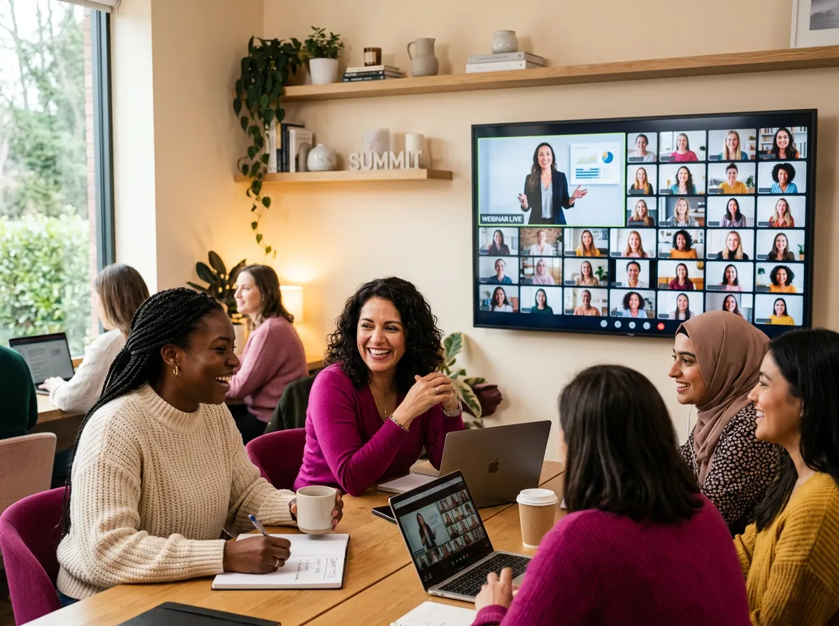 Women entrepreneurs connecting during a virtual summit-style community event