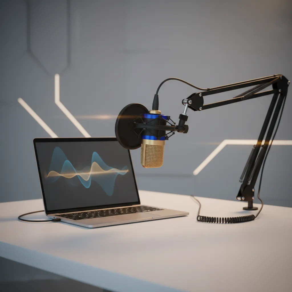 Microphone and analytics visual for podcast ROI