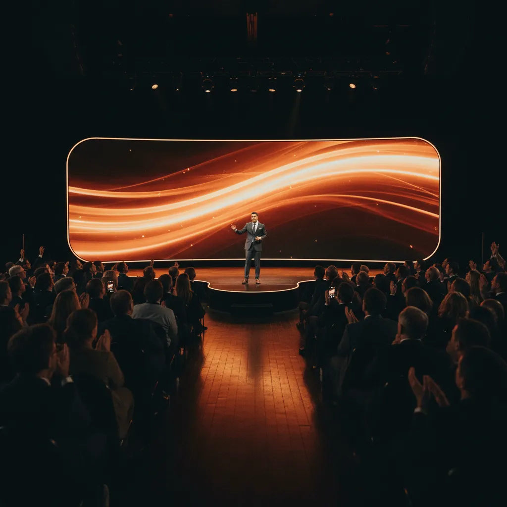 Event keynote speaker on stage